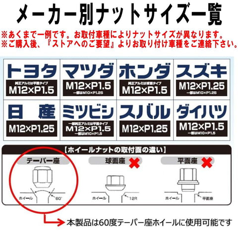 ホイールナット 1台分 ショートナット メッキ M12 1.5P 1.25P 19HEX 21HEX 60°テーパー 16個 軽自動車