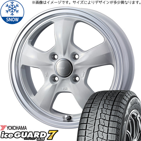 155/65R14 スタッドレスタイヤホイールセット サクラ etc (YOKOHAMA iceGUARD7 & Gyraft5S 4穴 100)