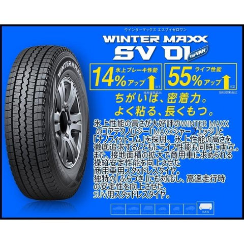 145/80R12 80/78 スタッドレスタイヤ 12インチ ダンロップ SV01 4本セット 1台分 正規品