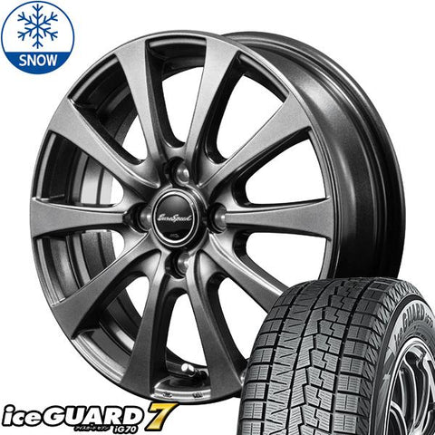 155/65R13 スタッドレスタイヤホイールセット ミラ etc (YOKOHAMA iceGUARD7 & EUROSPEED G10 4穴 100)