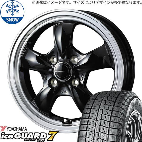 155/65R14 スタッドレスタイヤホイールセット サクラ etc (YOKOHAMA iceGUARD7 & Gyraft5S 4穴 100)