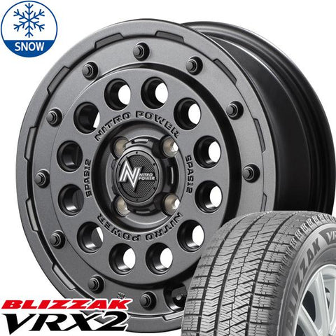 155/65R14 スタッドレスタイヤホイールセット NBOX etc (BRIDGESTONE VRX3 & NITROPOWER H12 SHOTGUN 4穴 100)