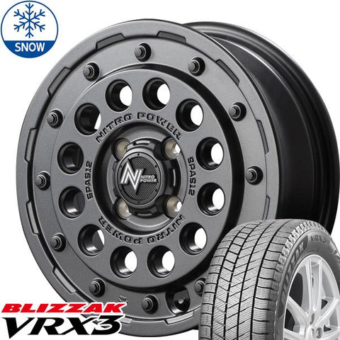 165/65R14 スタッドレスタイヤホイールセット デリカミニ etc (BRIDGESTONE VRX3 & NITROPOWER H12 SHOTGUN 4穴 100)