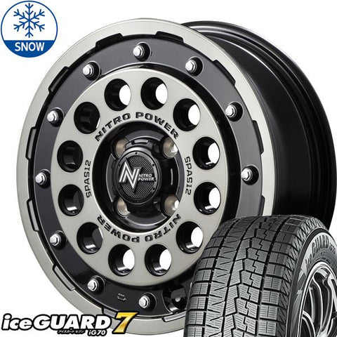 165/55R14 スタッドレスタイヤホイールセット ムーブ etc (YOKOHAMA iceGUARD7 & NITROPOWER H12 SHOTGUN 4穴 100)