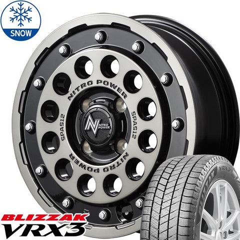 155/65R14 スタッドレスタイヤホイールセット NBOX etc (BRIDGESTONE VRX3 & NITROPOWER H12 SHOTGUN 4穴 100)