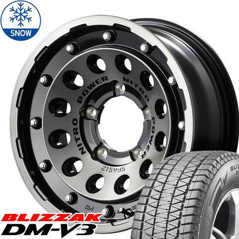 175/80R16 スタッドレスタイヤホイールセット ジムニー (BRIDGESTONE DM-V3 & NITROPOWER H12 SHOTGUN 5穴 139.7)