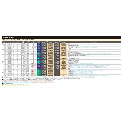 15インチ アルミホイール 4穴 100 MSW 852 6J +45 4本セット