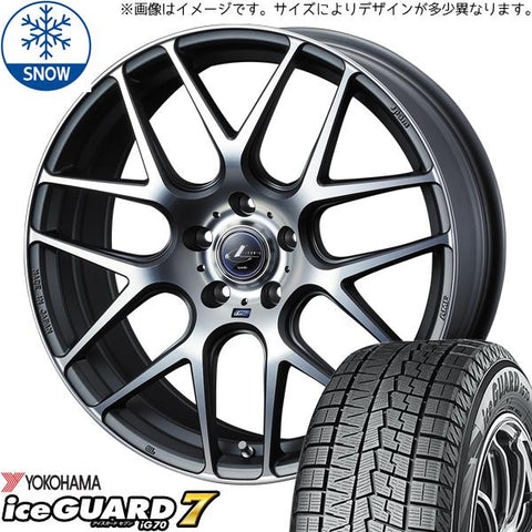 215/40R18 スタッドレスタイヤホイールセット プリウス etc (YOKOHAMA iceGUARD7 & LEONIS NAVIA06 5穴 100)