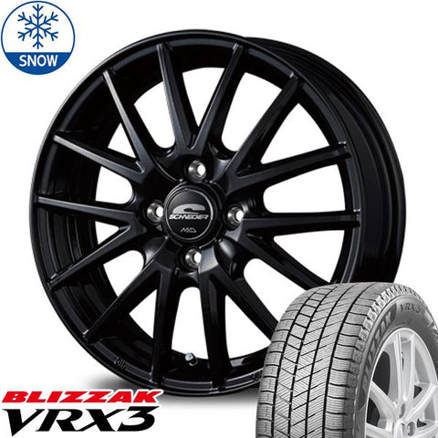 155/65R14 スタッドレスタイヤホイールセット NBOX etc (BRIDGESTONE VRX3 & SCHNEIDER SQ27 4穴 100)