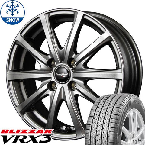 155/65R13 スタッドレスタイヤホイールセット ミラ etc (BRIDGESTONE VRX3 & EUROSPEED V25 4穴 100)