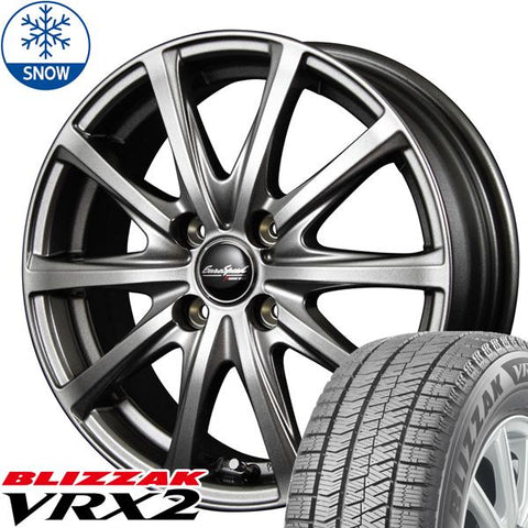 155/65R13 スタッドレスタイヤホイールセット ミラ etc (BRIDGESTONE VRX3 & EUROSPEED V25 4穴 100)