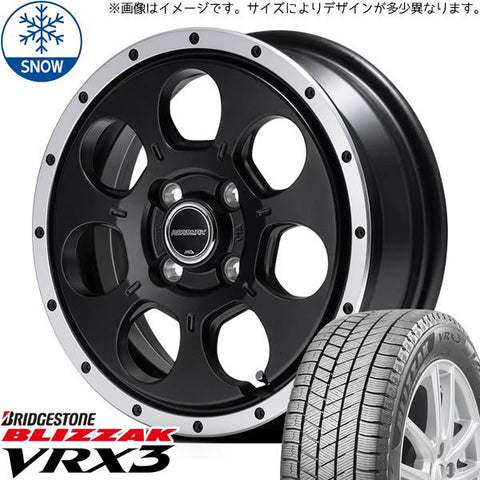 165/55R14 スタッドレスタイヤホイールセット ムーブ etc (BRIDGESTONE VRX3 & ROADMAX WO7 4穴 100)