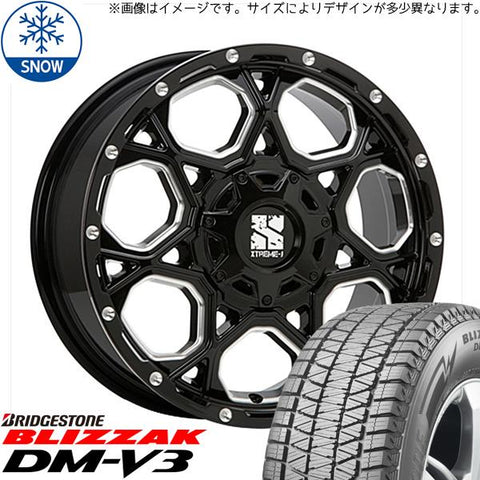 225/70R16 スタッドレスタイヤホイールセット デリカ etc (BRIDGESTONE DM-V3 & XTREME-J XJ06 5穴 114.3)