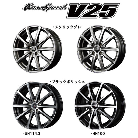 16インチ アルミホイール 5穴 114.3 ユーロスピード V25 6.5J +37T 4本セット